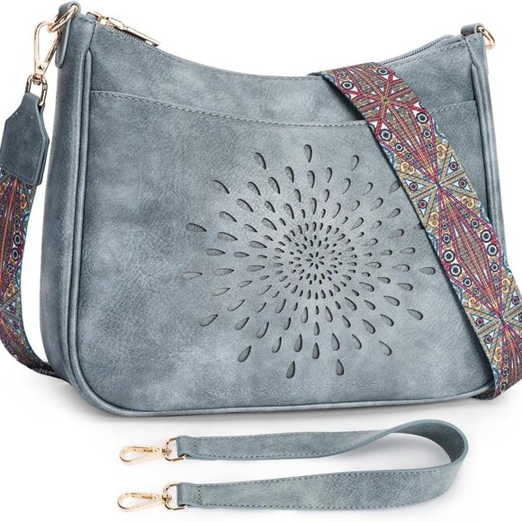 Handbags - Women's Vegan Leather Hobo Bag Crossbody Shoulder with Detachable Straps